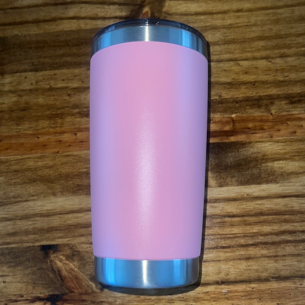 Pink Tumbler with 2 Metal Straws and Straw Cleaner